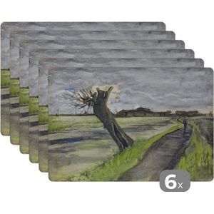 Placemat - Placemats kunststof - Knotwilg - Vincent van Gogh - 45x30 cm - 6 stuks - Hittebestendig - Anti-Slip - Onderlegger - Afneembaar