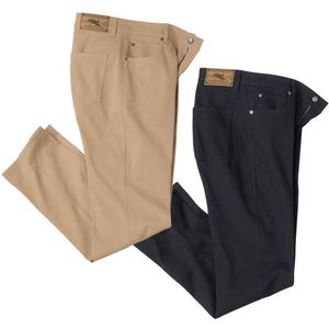 ATLAS FOR MEN - Stretchbroek - Beige - Set van 2 - Regular Fit