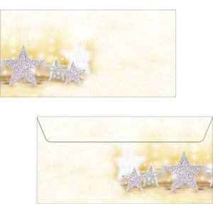 Kerst envelop Sigel 90gr DL - goud met zilveren ster 50 stuk
