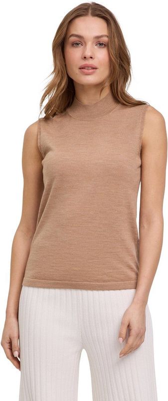 FALKE Basic New Merino Mock Top zacht comfortabel wol tank top dames bruin - maat XS