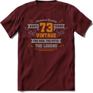 73 Jaar Legend T-Shirt | Goud - Zilver | Grappig Verjaardag Cadeau | Dames - Heren | - Burgundy - XL
