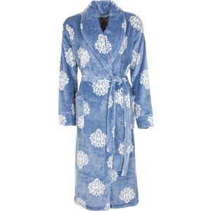 Medaillon - dames badjas - fleece - Licht Blauw - Maat S