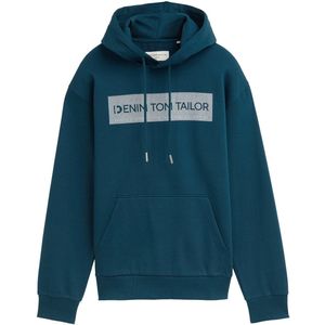 Tom Tailor - Hoodie - Deep Pond Green - Met Logoprint - Kangoeroezak