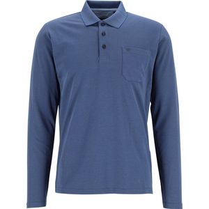 Redmond regular fit polo lange mouw - blauw melange - Maat: M