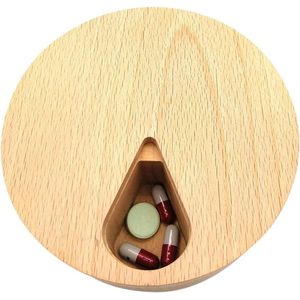 Houten Pillendoos 7-dagen – Natuurlijk hout, 11×11×3cm, organizer