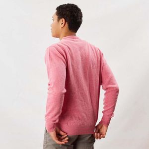 Osborne Knitwear Trui met ronde hals - Sweater heren in Lamswol - Pullover Heren - Nougat - 4XL