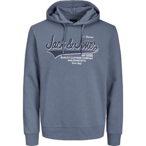 JACK & JONES Logo sweat hood slim fit - heren hoodie katoenmengsel met capuchon - bruin - Maat: L