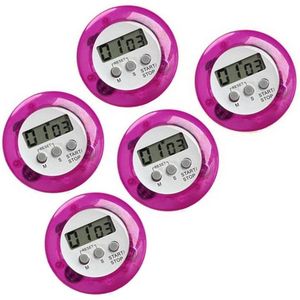 Set van 5 digitale timers, kookwekkers (alarmklok) paars