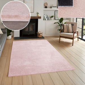 Flycarpets Malaga Wasbaar Vloerkleed - Roze - Laagpolig Tapijt - Woonkamer - 120x170 cm