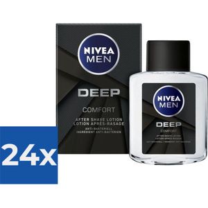 NIVEA MEN Deep Aftershave Lotion - 100 ml - Voordeelverpakking 24 stuks