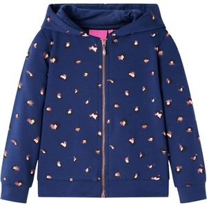 vidaXL Kindervest Met Capuchon - Kindervesten Met Capuchon - Kinderkleding - Kinderkled - Kindervest met capuchon 92 marineblauw