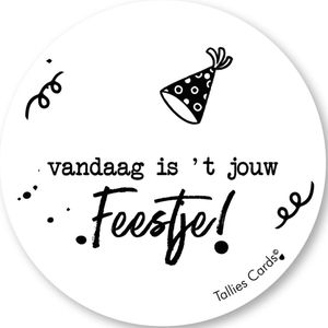 Tallies Cards - kadokaartjes  - bloemenkaartjes - Vandaag is het jouw feestje - Black&White - set van 5 kaarten - verjaardagskaart - verjaardag - felicitatie - proficiat - 100% Duurzaam