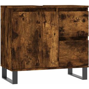 vidaXL - Badkamerkast - 65x33x60 - cm - bewerkt - hout - gerookt - eikenkleurig