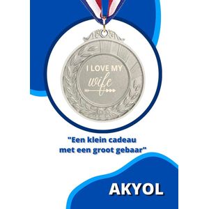 Akyol - i love my wife medaille zilverkleuring - Familie - echtgenote - cadeau