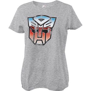 Transformers Distressed Autobot Shield Girly Tee Damen T-Shirt Heathergrey-S