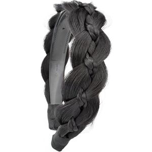 EGoods - Haarhoofdband met brede vlecht en tanden - Diepbruin - Vrije maat - Trendy accessoire