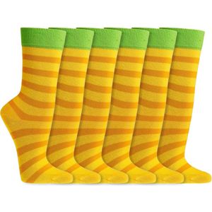Biologische kindersokken | Vrij van schadelijke stoffen | Merk: Socks4Fun | Maat: 19 t/m 38 | Kleur: Geel | 6 Paar