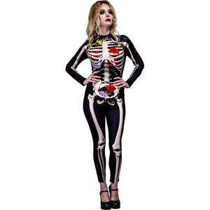 Skelet kostuum - Jumpsuit - Halloween - Verkleedkleding - Carnaval kostuum dames - Maat M