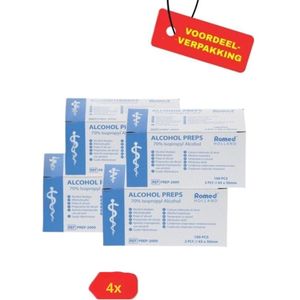 Romed Alcoholdoekjes - 4 x 100 Stuks - Voordeelverpakking - Verpakt per stuk