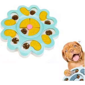 Hondenpuzzel rond | Grijs Wit | 25 x 25 cm | Honden speelgoed | Intelligentie hond | Geheugentrainer | Anti schrok | Slow feeder