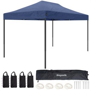LifeGoods Partytent - Paviljoen - 3x4.5 m - Easy Up - Opvouwbaar - Waterdicht - Draagtas met Wieltjes - Donkerblauw