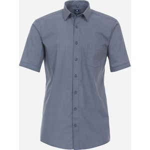 Redmond comfort fit overhemd - korte mouw - popeline - blauw dessin - Strijkvriendelijk - Boordmaat: 39/40