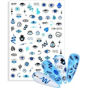 Akyol - Nagel stickers - evileye - nagels - nagel sticker - 3d sticker nagel - blauwe oog sticker - stickers evileye - nazar boncuk sticker - nail sticker - turkse oog stickers - nagel blauwe oog - decoratie - stickers voor nagels - stickers - blauwe