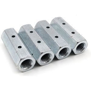 Zeskant spanschroefmoer M10 x 45mm binnendraad - draadstang staal verzinkt - set van 4