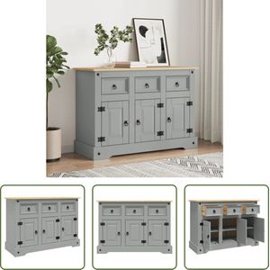 The Living Store Corona Dressoir - 112 x 43 x 78 cm - Massief grenenhout - Grijs