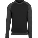 Build Your Brand - Raglan Crewneck Sweater - Zwart/Charcoal - Sweater