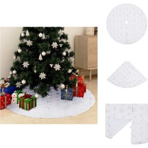 vidaXL kerstboomrok - 90 cm - wit - nonwoven achterkant - geborduurde sneeuwvlokken - langdurig gebruik - Kerstboomrok