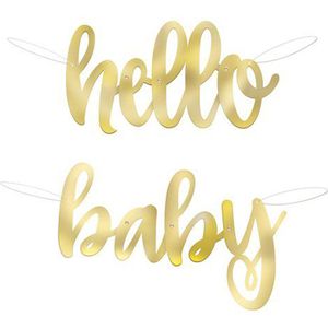 Letterslinger - geboorte slinger - geboorte - hello baby - goud - baby shower