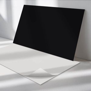 Wallfluent Vinyl Wandpaneel - Kleur Zwart Zelfklevend Muurpaneel - 120 cm x 60 cm - Zwart Vinyl Wandpaneel - Verpakking van 1 stuk - Rechthoekig Wandbekleding Vinyl - Patroon Wandpaneel - Vinyl Wandbekleding - Wandpaneel Keuken en Badkamer