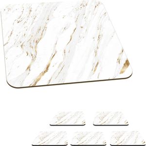 Onderzetters voor glazen - Marmer - Wit - Goud - Steen - 10x10 cm - Glasonderzetters - 6 stuks