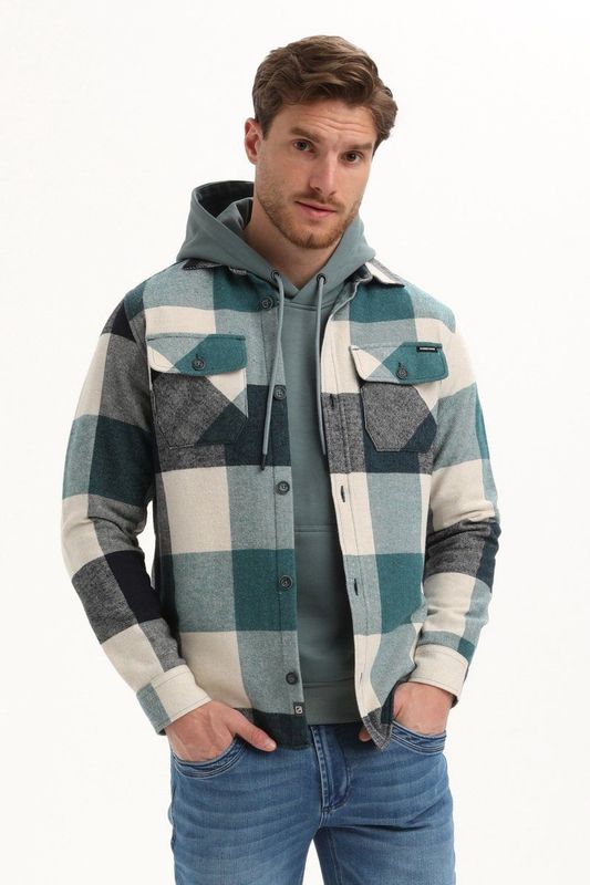 Gabbiano - Heren Overshirt - Teal Blue - 335741