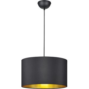 LED Hanglamp - Hangverlichting - Trion Hostons - E27 Fitting - Rond - Mat Zwart - Textiel