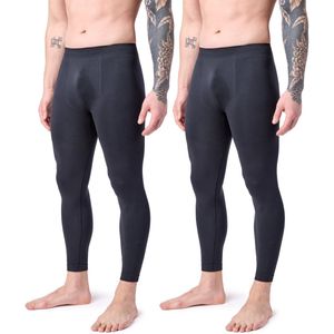 Ladeheid Heren Thermobroek 2 Pack - Sport - Lang - Sporbroek - Polyamide – Zwart/Zwart – S - LA-LA40-260-TMPM-2B