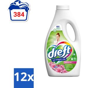 Dreft - Ultimate Care - Vloeibaar Wasmiddel - Gekleurde Was - Een Vleugje Roze - 32 Wasbeurten - Voordeelverpakking - 12 stuks