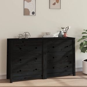 The Living Store Dressoir - Grenenhout - 140x35x80 cm - Zwart