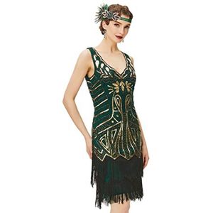 Flapper-jurk voor dames met V-hals - Cocktailjurk voor feesten en evenementen
