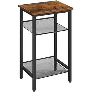 Industriële bijzettafel met 3 opbergplanken, smal nachtkastje voor woonkamer of gang, 38 x 28 x 74 cm