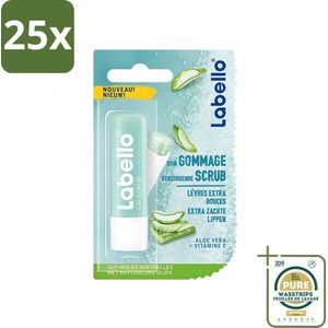 25 x Labello - Verzorgende Lipscrub - Aloe Vera - Exfoliërend & Hydraterend - 4.8 g - Grootverpakking - Lipscrub Aloë Vera - Exfoliërende Lippenbalsem - Verzorgde Lippen - Lippenhydratatie - Lippenstift Primer