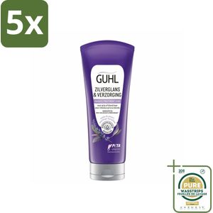 5 x Guhl - Haarmasker - Zilverglans & Verzorging Anti-Geel - 200 ml - Grootverpakking - Anti-geel Haarmasker - Haarmasker Anti-geel - Haarmasker Voor Blond Haar - Haarmasker Voor Grijs Haar - Haarmasker Voor Geblondeerd Haar
