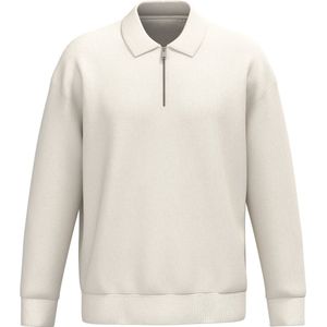 Native Spirit Ecologische uniseks sweater met kwartrits, polokraag en afhangende schouders NS432 - Ivory - M