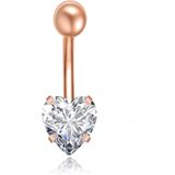 LGT JWLS - Navelpiercing - Heart - Rose Goudkleurig - Chirurgisch Edelstaal