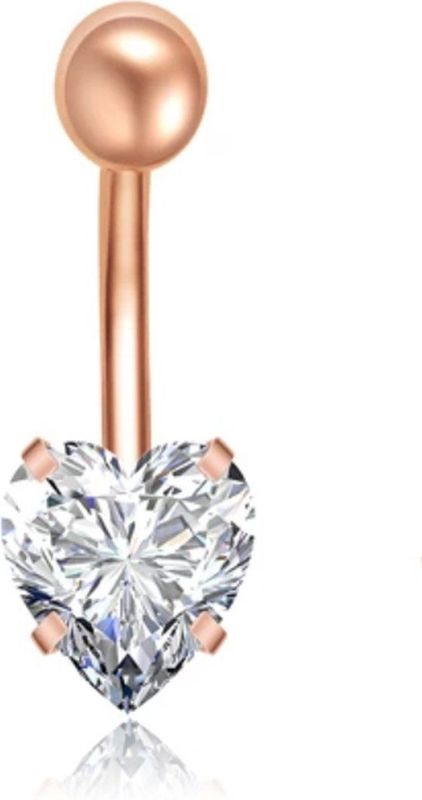 LGT JWLS - Navelpiercing - Heart - Rose Goudkleurig - Chirurgisch Edelstaal