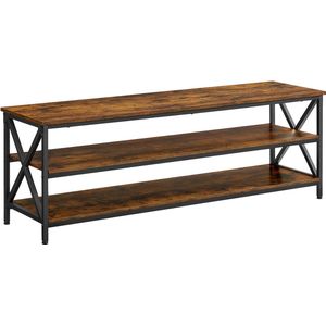 TV kast industrieel - Meubel kastje - Hout - Bruin/zwart - 147x40x50cm