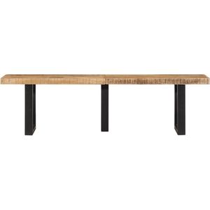The Living Store Bankje 160 cm massief ruw mangohout en staal - Bankje - Bankjes - Halbankje - Gangbankje
