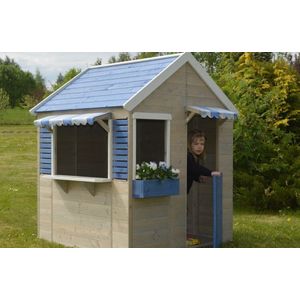 Houten speelhuis - Strandwinkel - Blauw - Huisje voor buiten / tuin - FSC hout - Voor kinderen - 120 x 120 cm - EU product