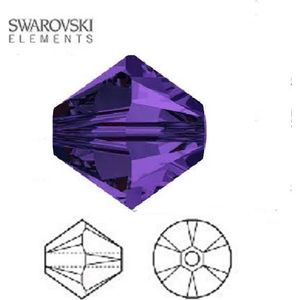 Swarovski Elements, Xilion Bicone (5328), 8mm, purple velvet, 24 stuks.